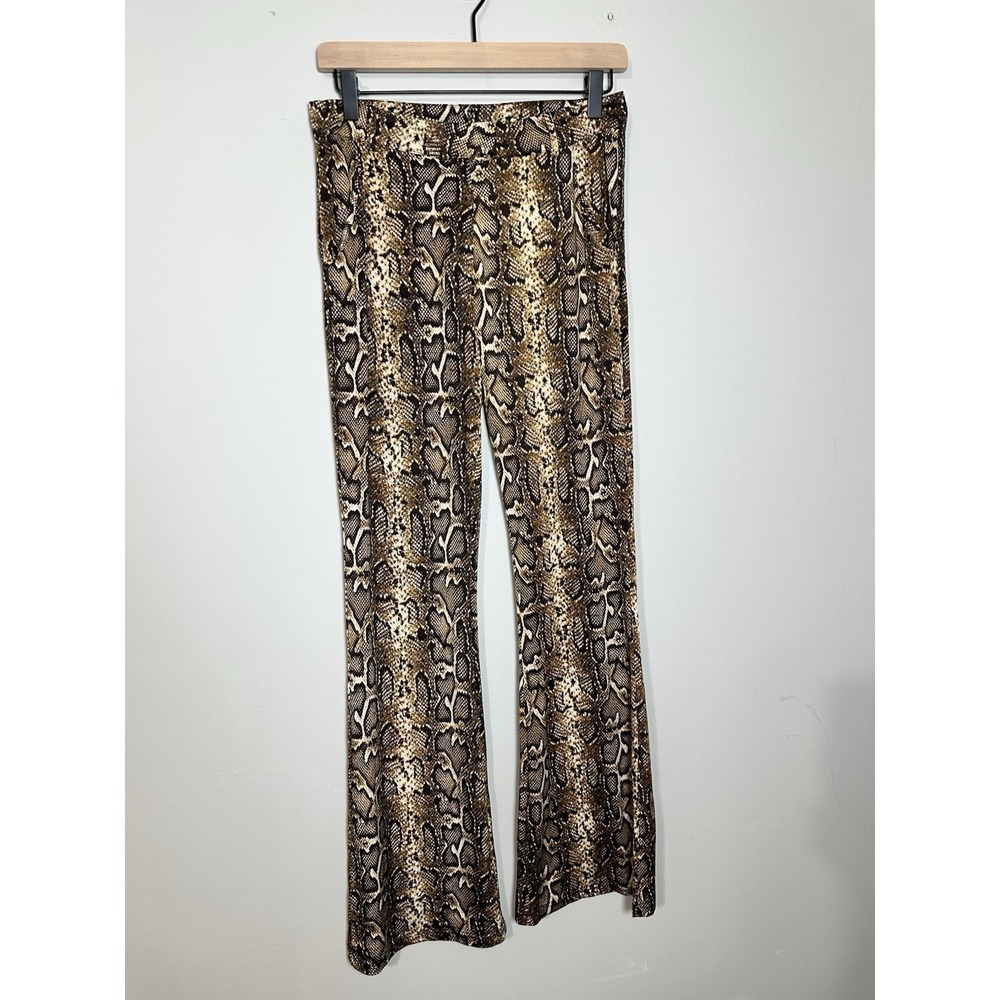 Muche et Muchette‎ Snakeskin Print Flare Pants High Waisted Boho Size S/M